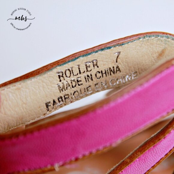 Jeffrey Campbell Ibiza Roller Leather Open Toe Wedge Sandals Pink Women Size 7 - Picture 12 of 12